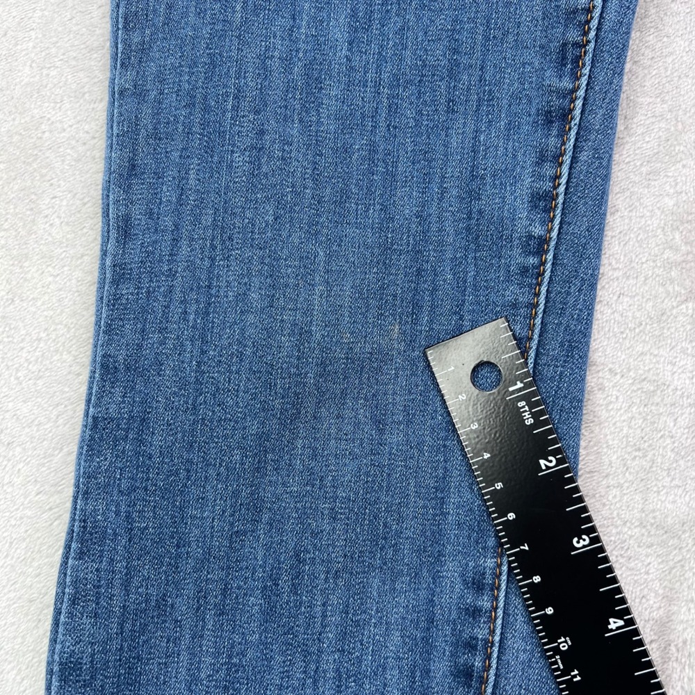 Judy Blue Pull On Straight Jeans Womens 1/25 Blue Medium Wash Stretch Frayed Hem - Picture 3 of 14